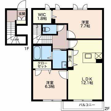 ブランメゾン(2LDK/2階)の間取り写真
