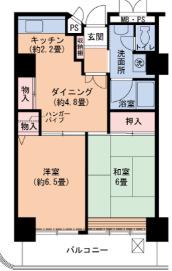 UR 武庫川2(2DK/22階)の間取り写真