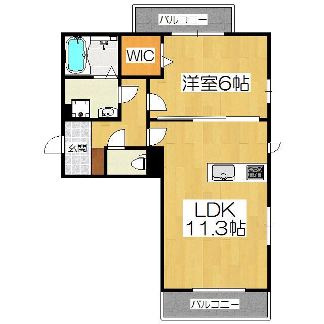 シャーメゾンコスモI(1LDK/2階)の間取り写真