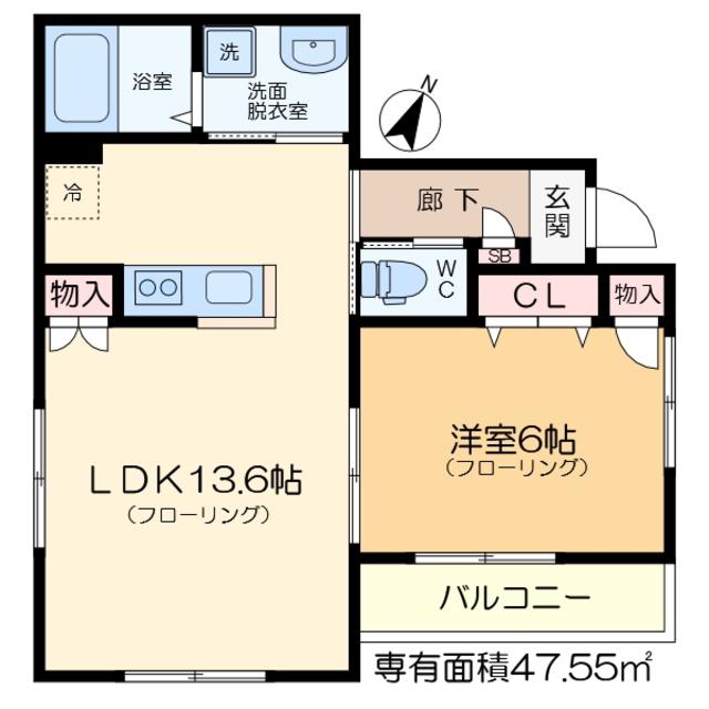 アベニュー(1LDK/1階)の間取り写真