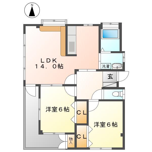 プランドール江ヶ崎II(2LDK/3階)の間取り写真