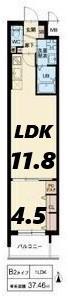 スプランディッド江坂DUE(1LDK/8階)の間取り写真