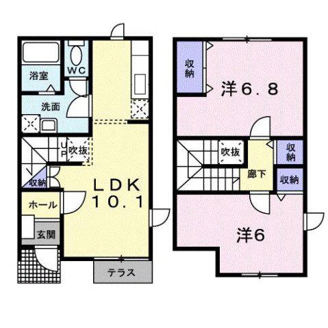 エルシェーンB(2LDK/1階)の間取り写真