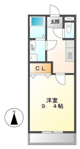 オンワード(1K/1階)の間取り写真