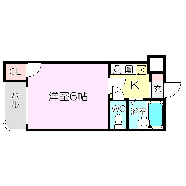 ルシエル淡路(1K/3階)の間取り写真