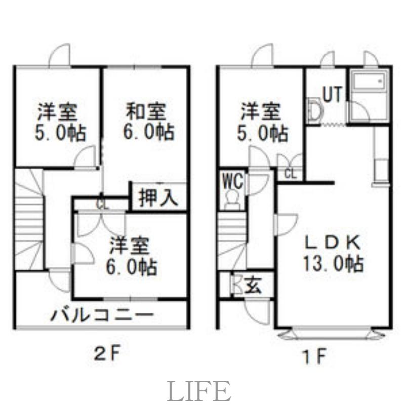 ハイツタネカワI(4LDK/1階)の間取り写真