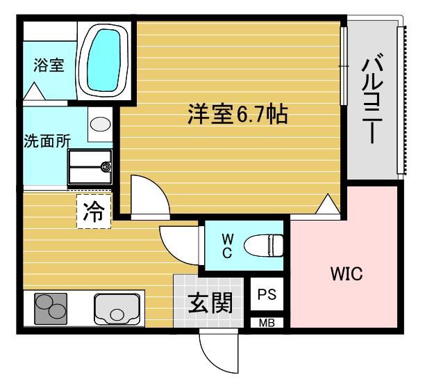 フジパレス甲東園II(1K/3階)の間取り写真