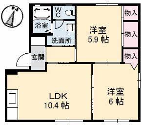 シーゲート(2LDK/1階)の間取り写真