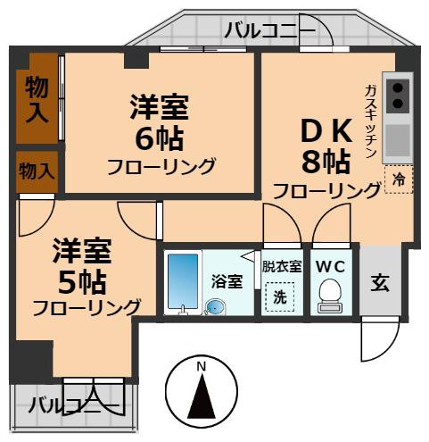 リバーファーム(2DK/4階)の間取り写真