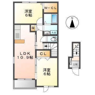 アルドール(2LDK/2階)の間取り写真