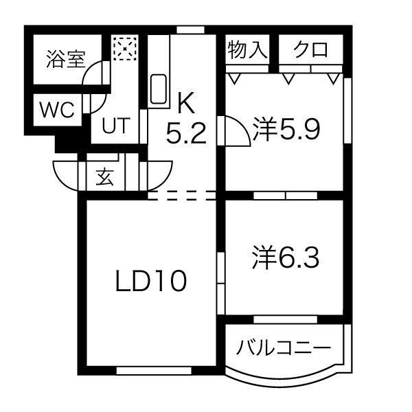 ミヤビタウン B(2LDK/2階)の間取り写真