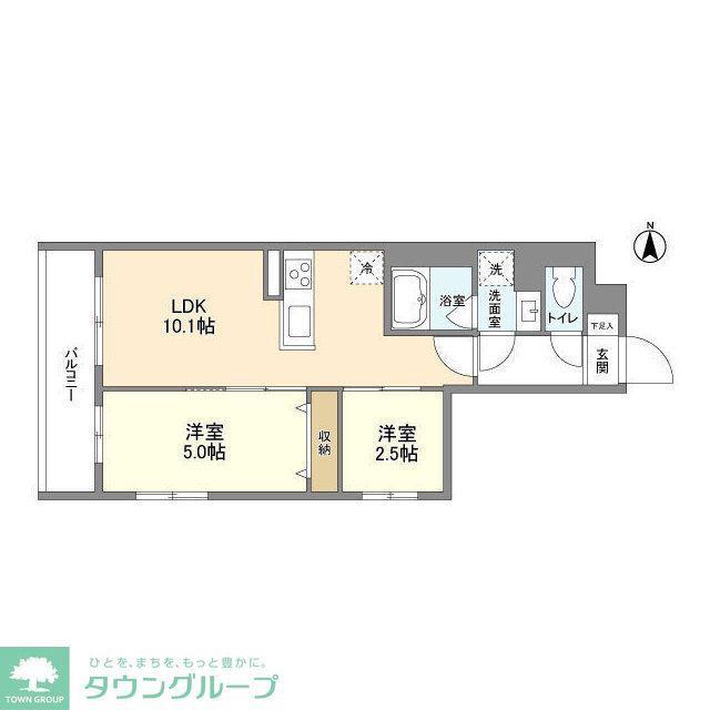 パルムクレスト武蔵小山 ノース棟(2LDK/2階)の間取り写真