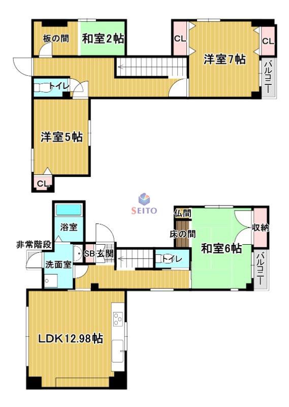 プランドール福島(4LDK/6階)の間取り写真