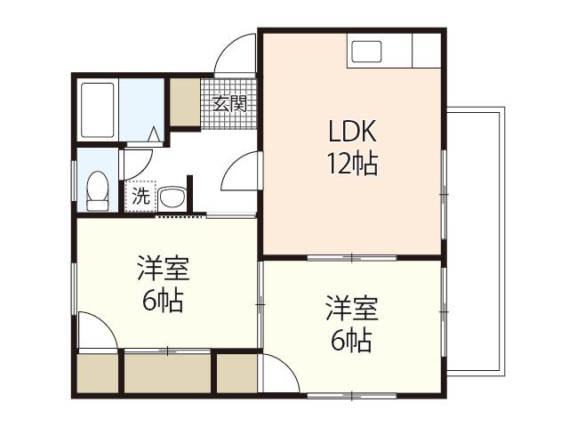 ソラリス(2LDK/1階)の間取り写真