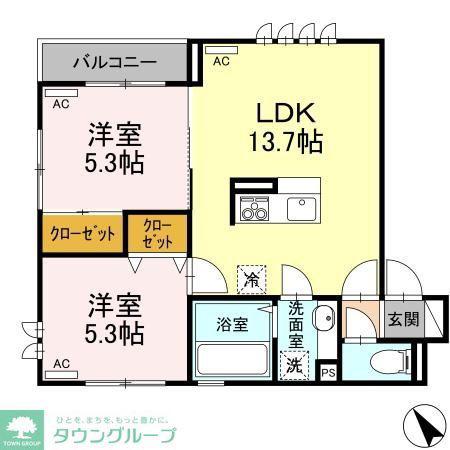 D-STYLE久米川(2LDK/2階)の間取り写真