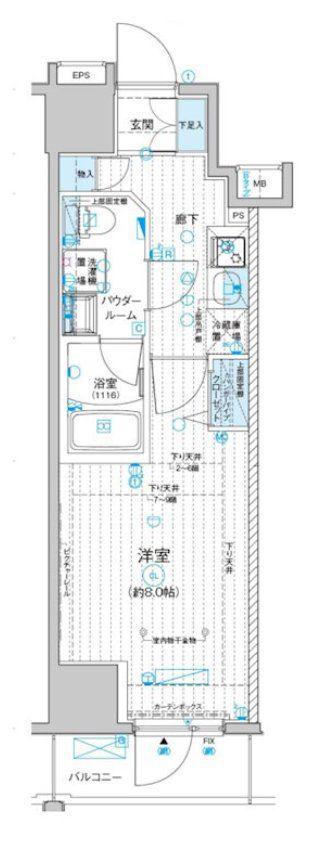 メインステージ入谷IV(1K/8階)の間取り写真