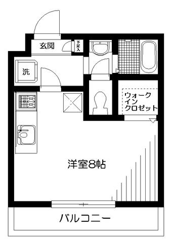 MUスクエア等々力(ワンルーム/1階)の間取り写真
