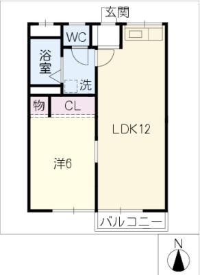 ハイツみやび(1LDK/2階)の間取り写真