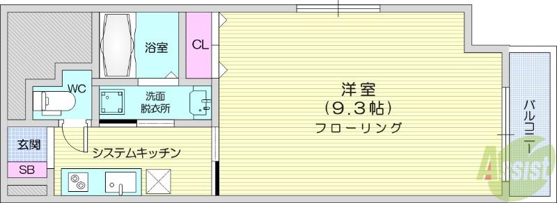 長町1丁目マンション(1K/2階)の間取り写真