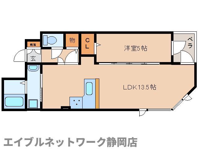 ローラス茶町(1LDK/5階)の間取り写真