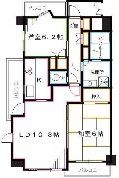 ウィン荻窪(2LDK/1階)の間取り写真
