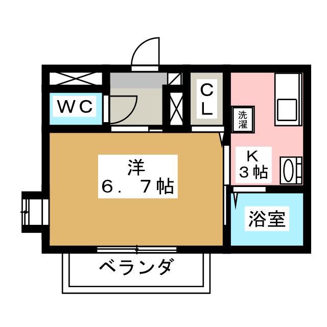 リリーハイム(1K/1階)の間取り写真