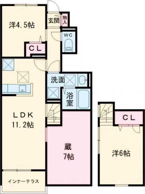 LA TIARA FUSSA(2SLDK/1階)の間取り写真
