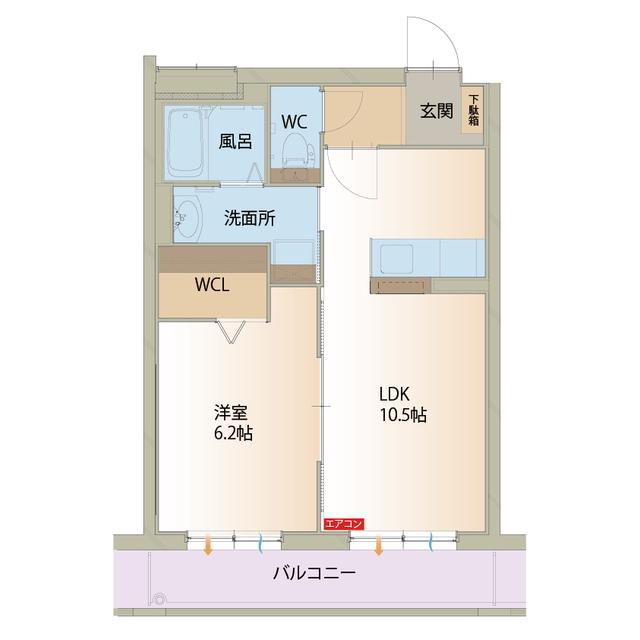 オーガスタ(1LDK/2階)の間取り写真