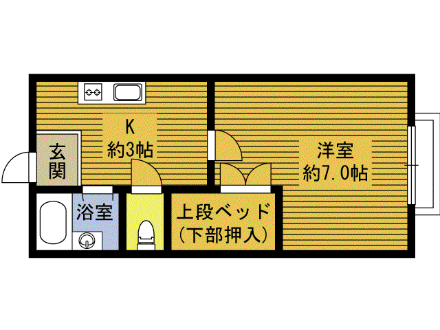 ヴィラージュドゥノール参番館(1K/1階)の間取り写真