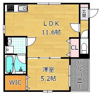KTIレジデンス牧野(1LDK/2階)の間取り写真