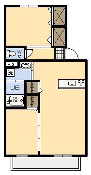プランドールI.IV(2LDK/1階)の間取り写真