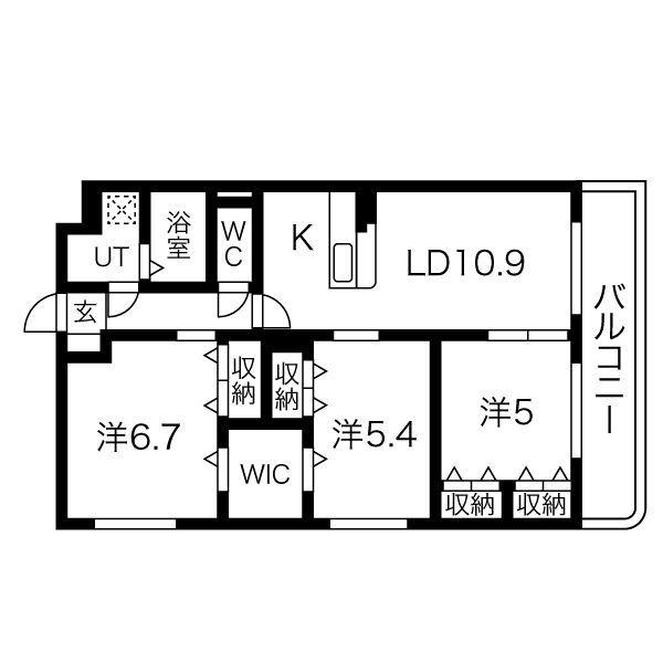 ユーミー桜(3LDK/5階)の間取り写真