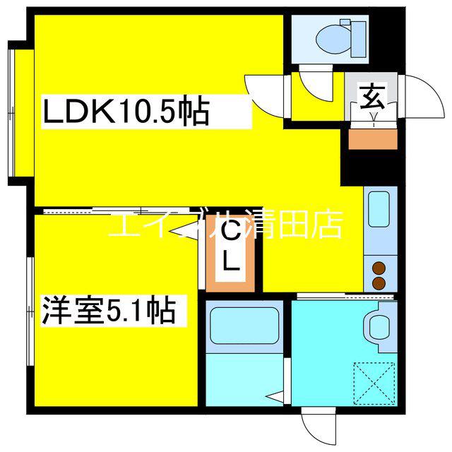 メゾンクク(1LDK/2階)の間取り写真