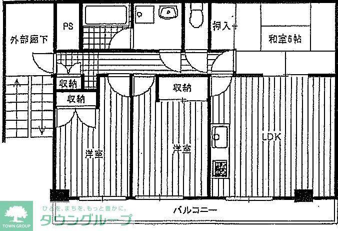 ツインヴィラ八柱II(3LDK/2階)の間取り写真