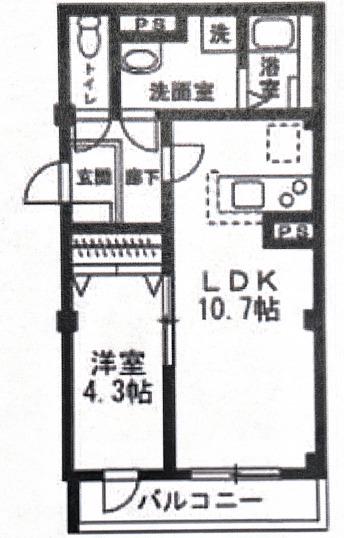 アルカディア扇橋(1LDK/3階)の間取り写真