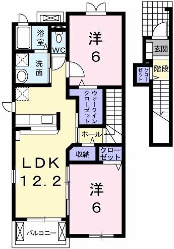コージコート朝霧II番館(2LDK/2階)の間取り写真