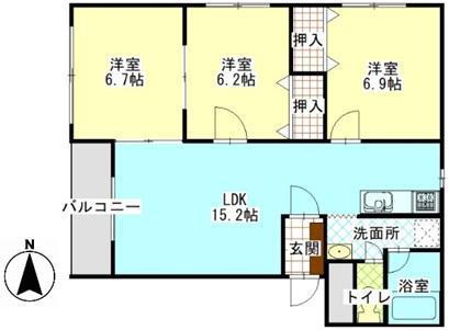 ヒーローマンション御成町(3LDK/1階)の間取り写真