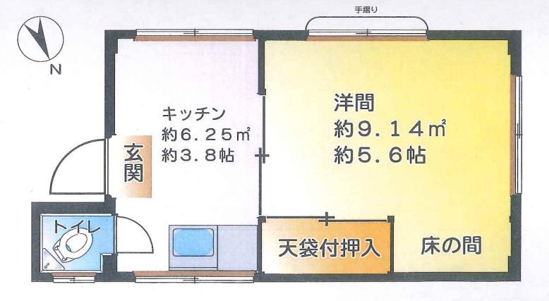 八広第一マンション(1K/4階)の間取り写真