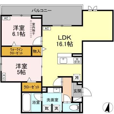 LUMORIA(2LDK/2階)の間取り写真