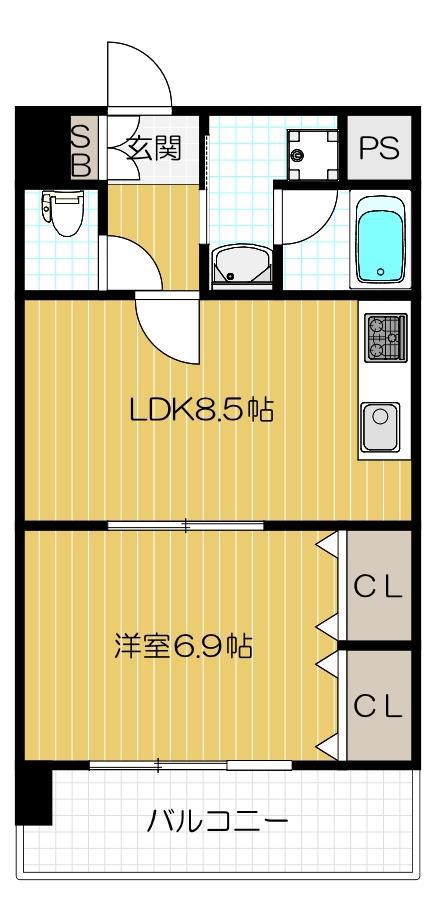 サザンパークス(1LDK/7階)の間取り写真