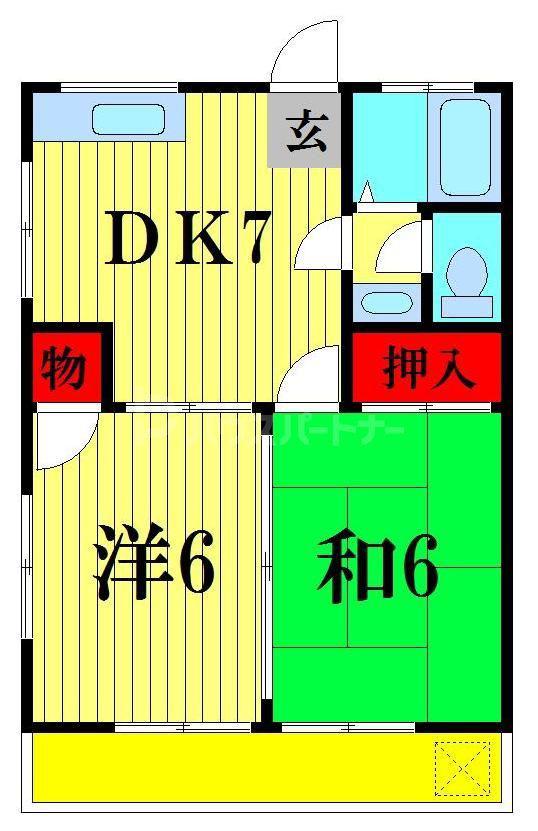 斉藤コーポ(2DK/1階)の間取り写真