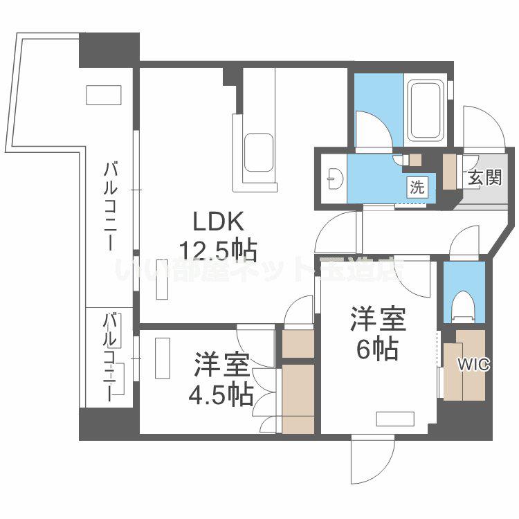 STANDZ四天王寺前夕陽丘(2LDK/11階)の間取り写真