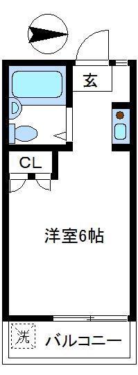 東通マンション鷺宮(ワンルーム/2階)の間取り写真