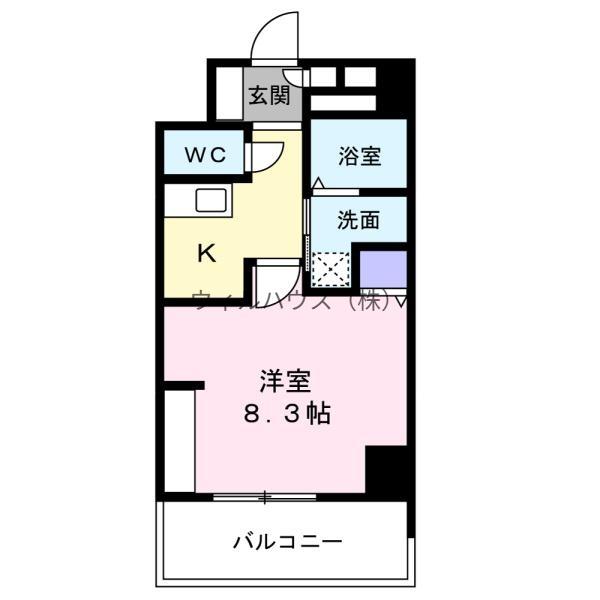 神明町西エヌエム・キャトフ・ヴァン(1K/4階)の間取り写真