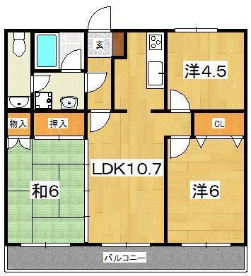 国府津マンション(3LDK/3階)の間取り写真