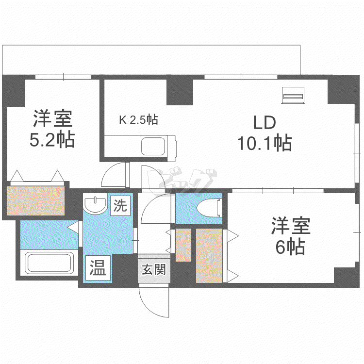 ドルチェ山鼻(2LDK/2階)の間取り写真