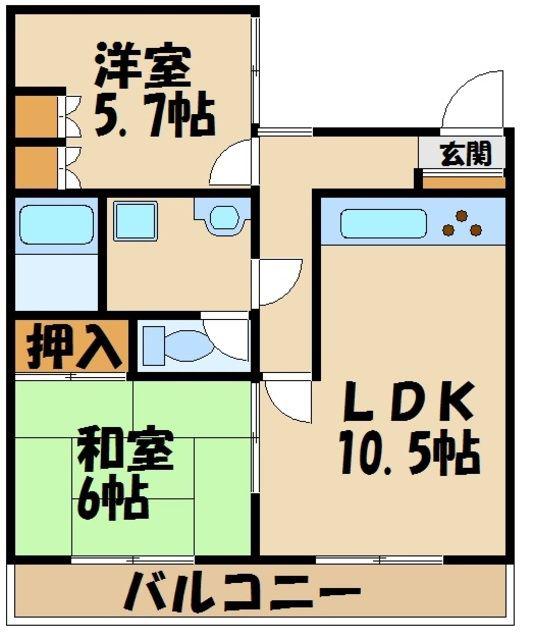 仏子グリーンバレー(2LDK/2階)の間取り写真