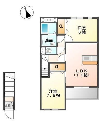 エクセルハイツ(2LDK/2階)の間取り写真