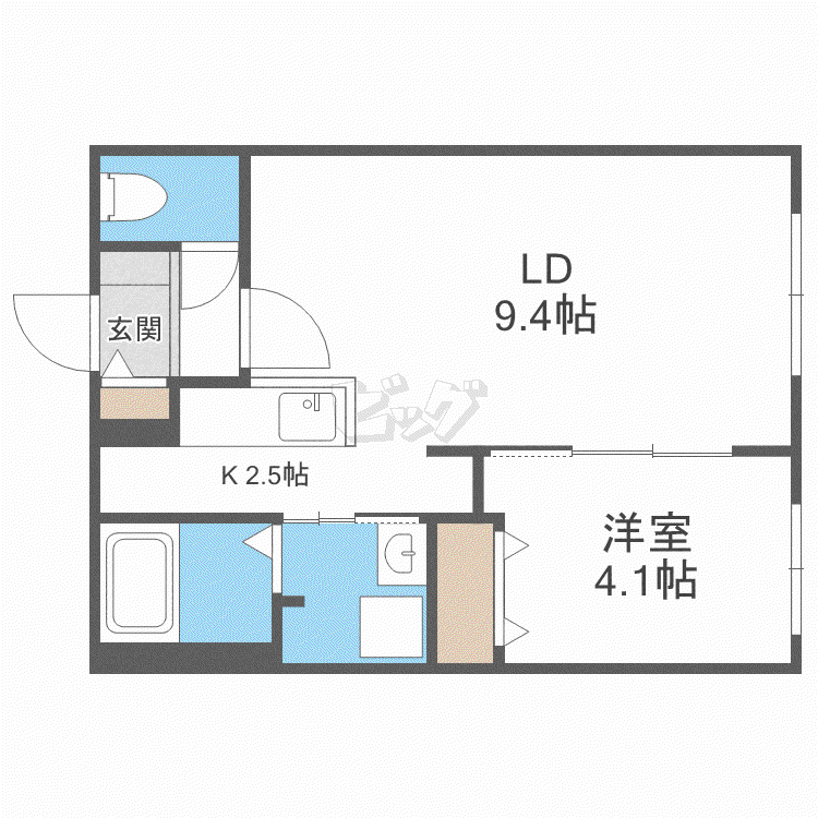 GRACE札幌東(1LDK/2階)の間取り写真