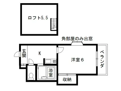 ウインライフ山本(1K/3階)の間取り写真